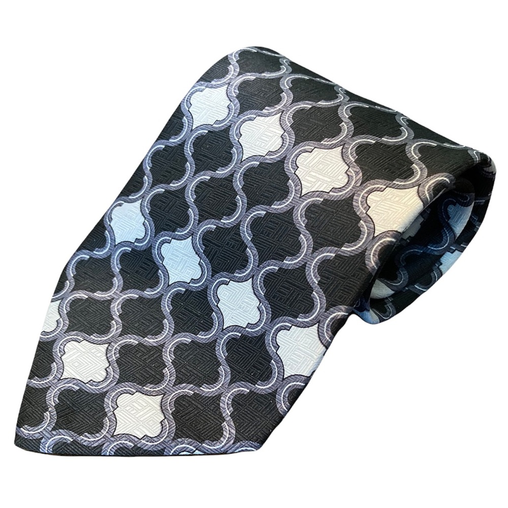 PROTOCOL•BLACK / GREY MEN’S HANDSOME PATTERNED TIE•